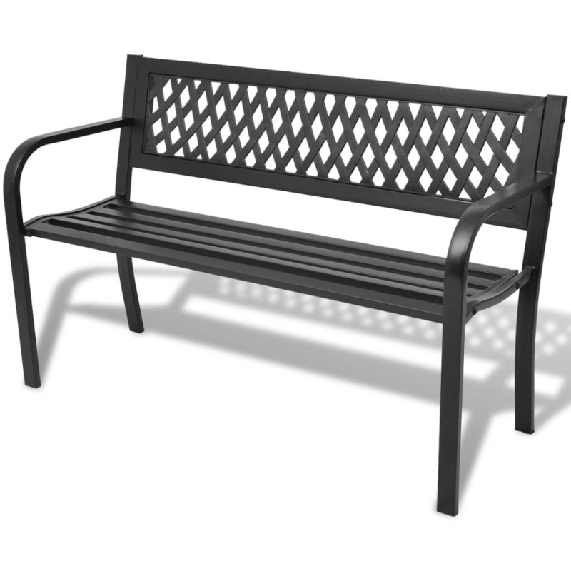 Banco de jardim 118 cm aço preto-Bancos de jardim-Home Retail