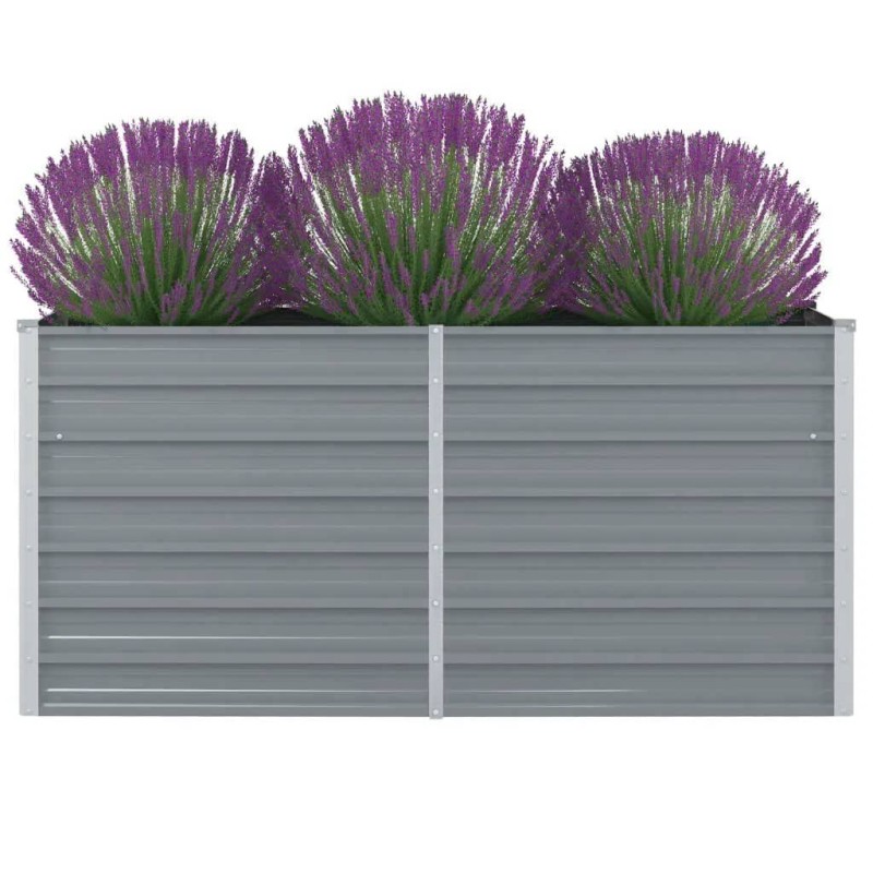 Canteiro de jardim elevado 160x80x77cm aço galvanizado cinzento-Vasos e floreiras-Home Retail