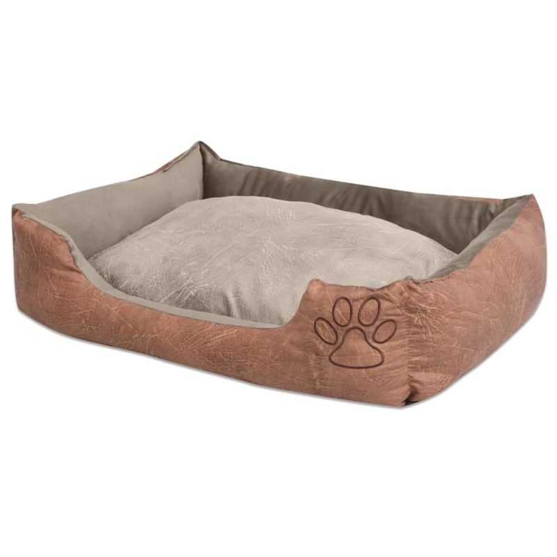 Cama para cães com almofada couro artificial PU tamanho XL bege-Ninhos para cães-Home Retail