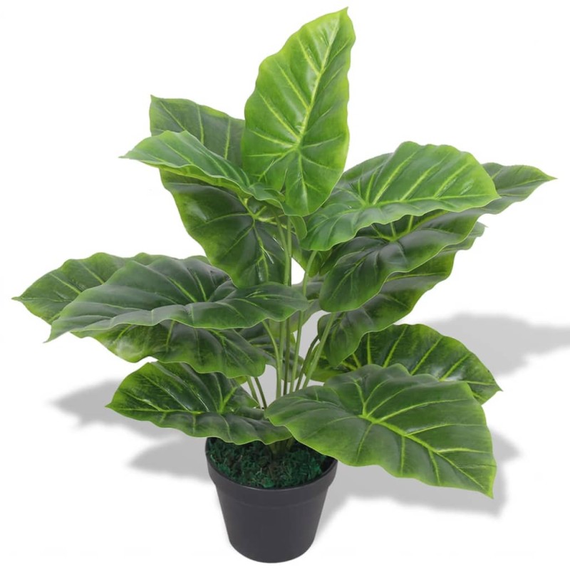 Planta taro artificial com vaso 45 cm verde-Flores sintéticas-Home Retail