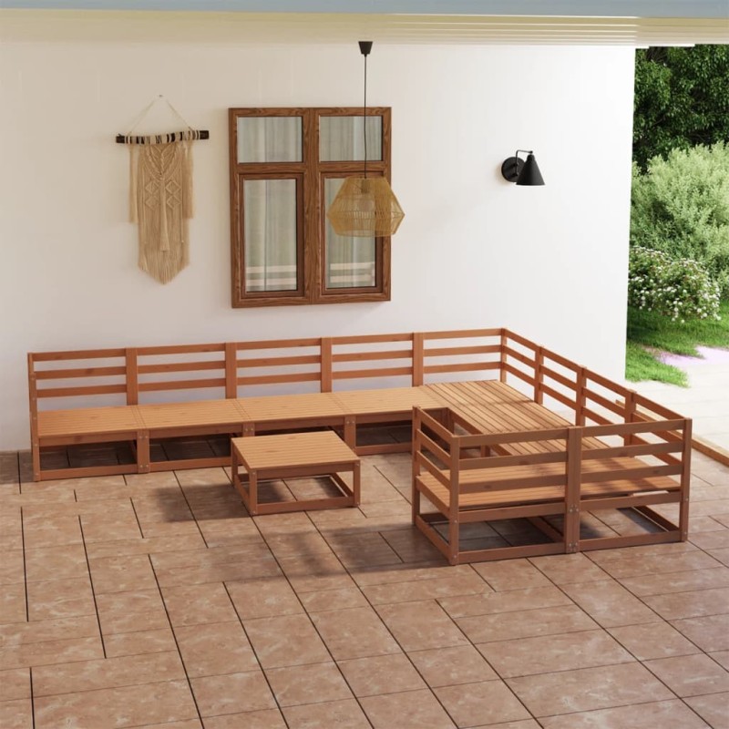 10 pcs conjunto lounge de jardim pinho maciço-Conjuntos de jardim-Home Retail