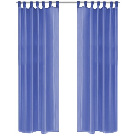 Cortinas em voile 2 pcs 140x225 cm azul real