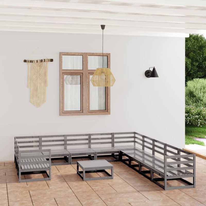 12 pcs conjunto lounge de jardim pinho maciço-Conjuntos de jardim-Home Retail