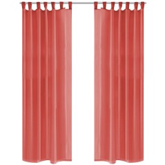 Cortinas em voile 2 pcs 140x225 cm vermelho