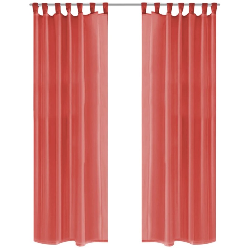 Cortinas em voile 2 pcs 140x225 cm vermelho-Persianas e cortinas-Home Retail