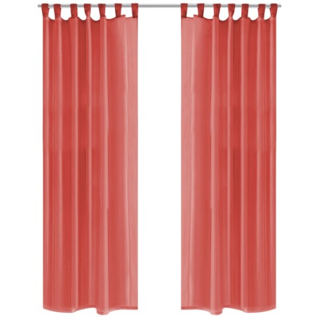 Cortinas em voile 2 pcs 140x225 cm vermelho