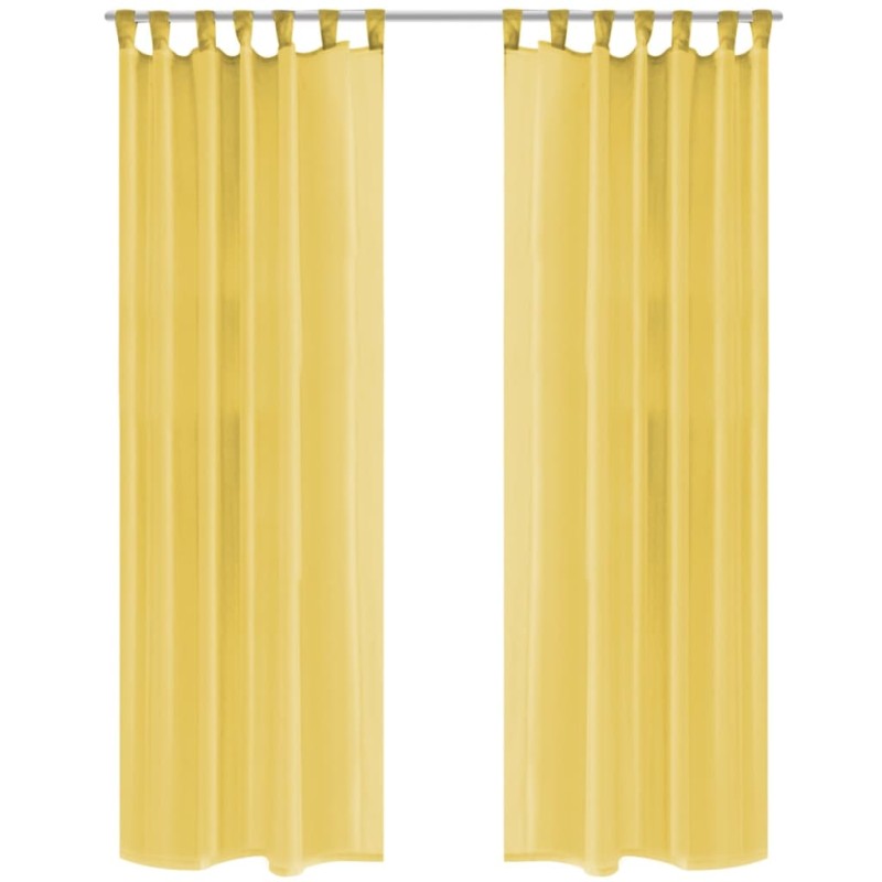 Cortinas em voile 2 pcs 140x245 cm amarelo-Persianas e cortinas-Home Retail