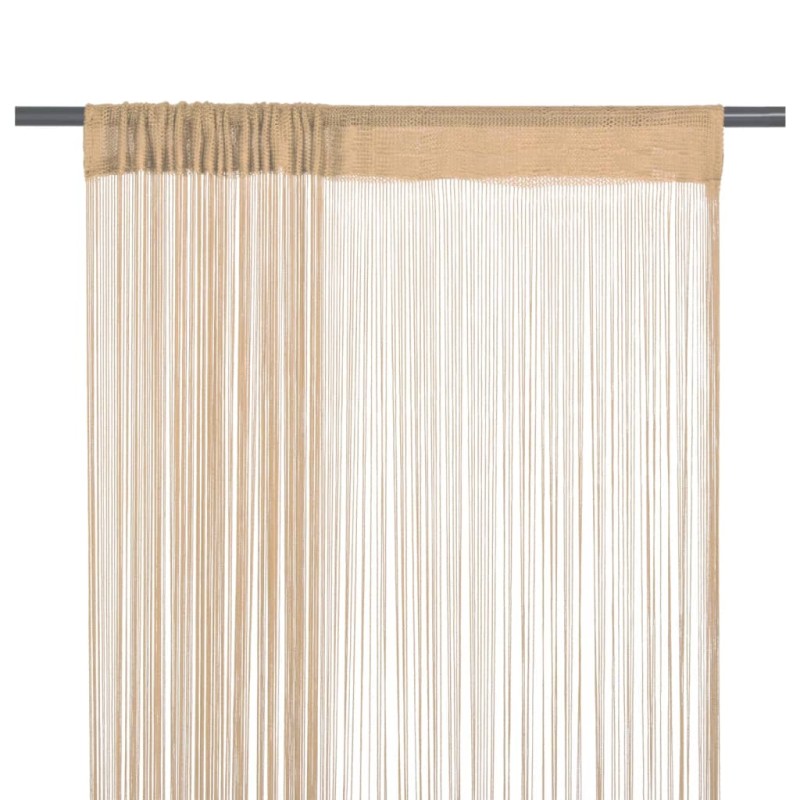 Cortinas de fios 2 pcs 140x250 cm bege-Persianas e cortinas-Home Retail