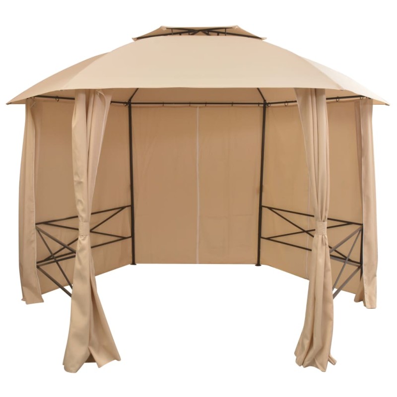 Tenda de jardim com cortinas hexagonal 360x265 cm-Toldos e gazebos-Home Retail