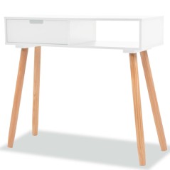 Mesa consola de pinho maciço 80x30x72 cm branco