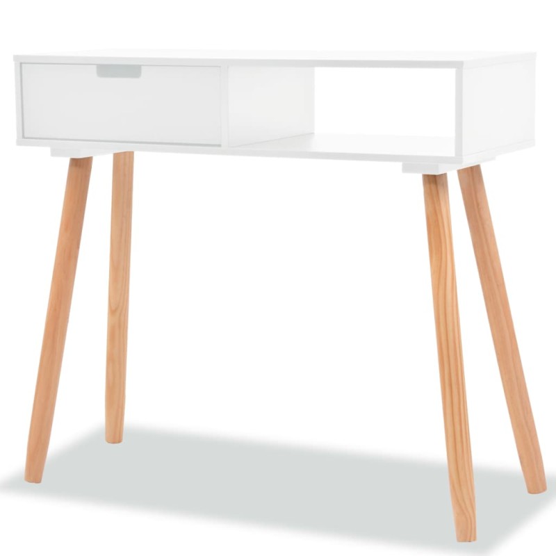 Mesa consola de pinho maciço 80x30x72 cm branco-Mesas de apoio-Home Retail