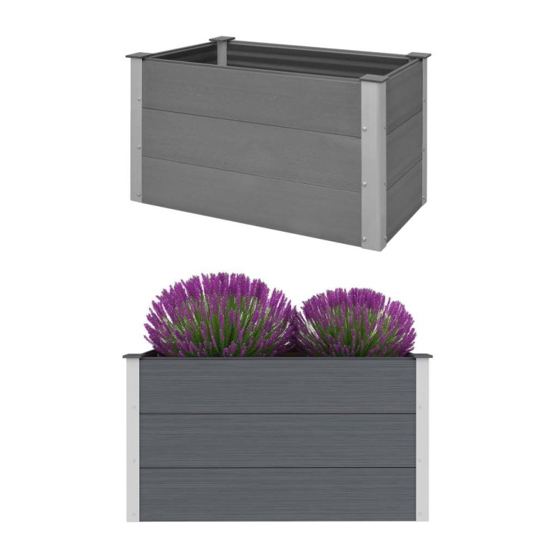 Canteiro elevado para jardim WPC 100x50x54 cm cinzento-Vasos e floreiras-Home Retail