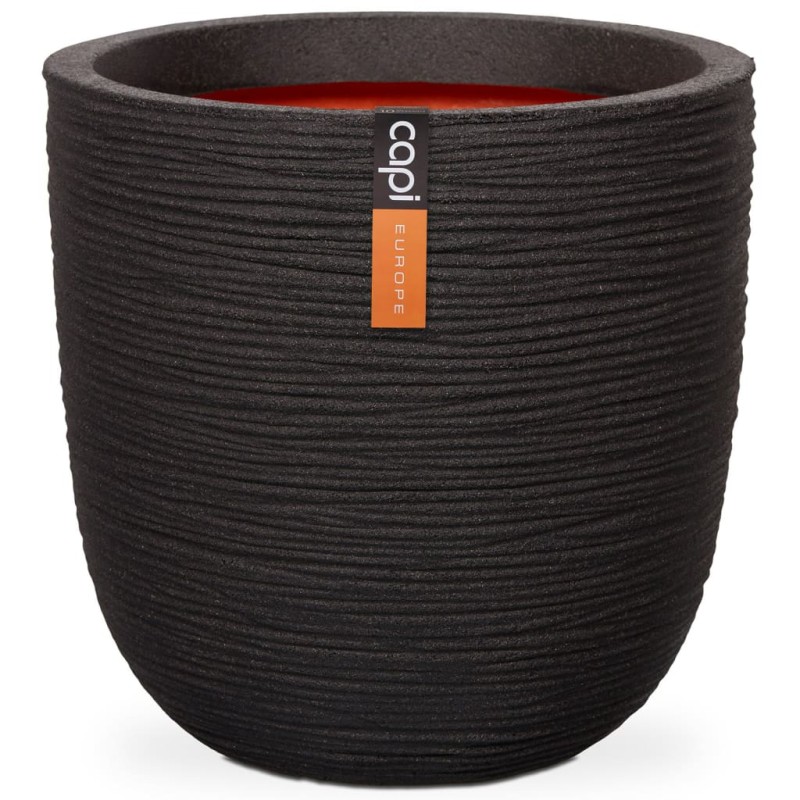 Capi Vaso oval Nature Rib 43x41 cm preto KBLR933-Vasos e floreiras-Home Retail