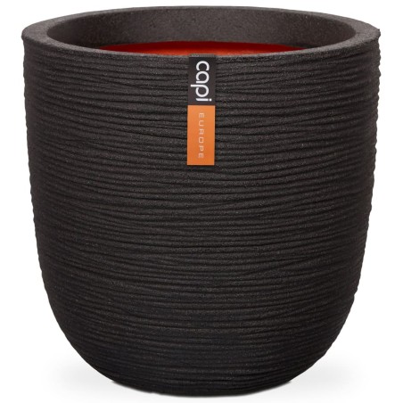 Capi Vaso oval Nature Rib 43x41 cm preto KBLR933