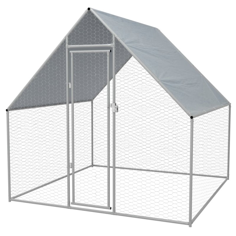 Galinheiro de exterior em aço galvanizado 2x2x1,92 m-Casotas e gaiolas para animais pequenos-Home Retail