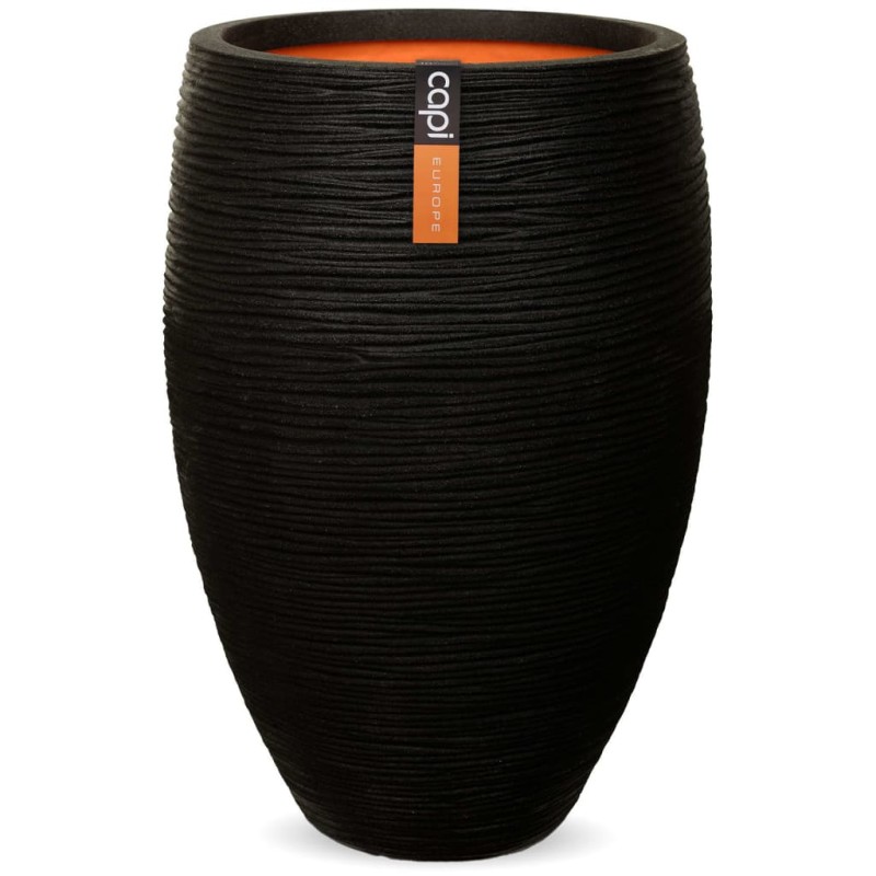 Capi Vaso Nature Rib elegante Deluxe 40x60 cm preto KBLR1131-Vasos e floreiras-Home Retail