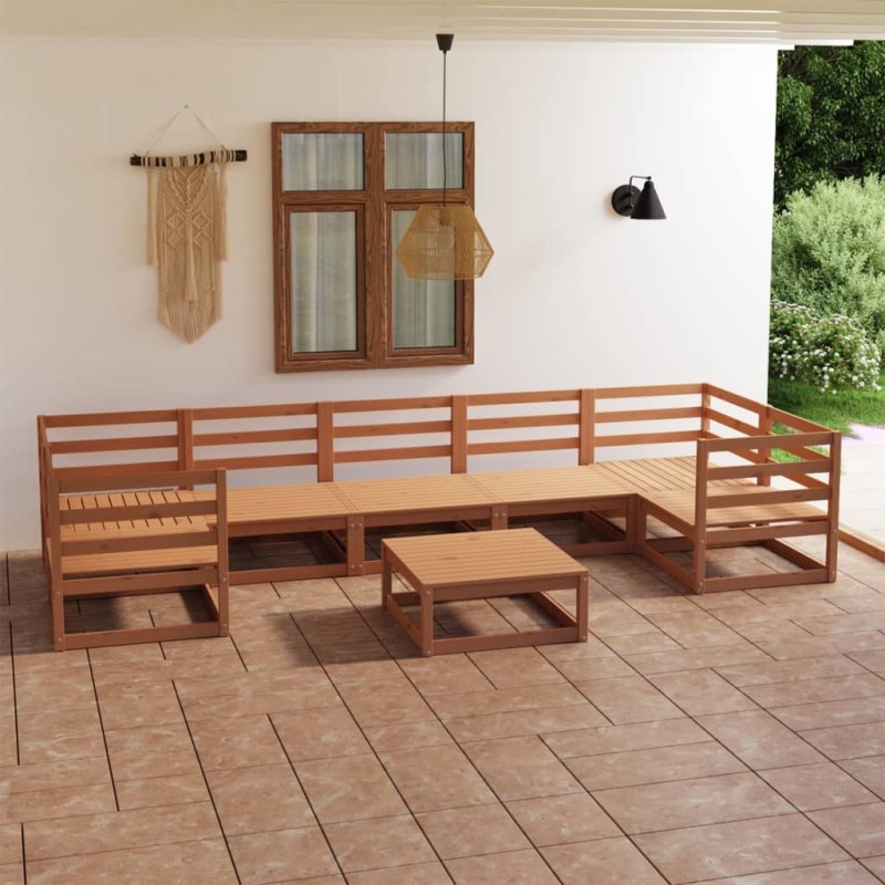 8 pcs conjunto lounge de jardim pinho maciço-Conjuntos de jardim-Home Retail