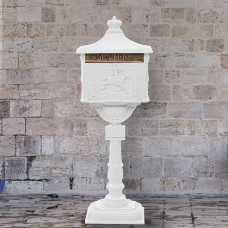 Caixa correio pedestal vintage alumínio inoxidável branco-Caixas de correio-Home Retail