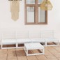 5 pcs conjunto lounge de jardim pinho maciço branco