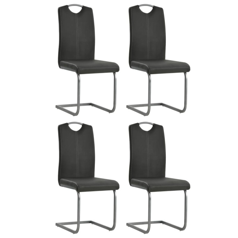 Cadeiras de jantar cantilever 4 pcs couro artificial cinzento-Cadeiras de cozinha e sala de jantar-Home Retail