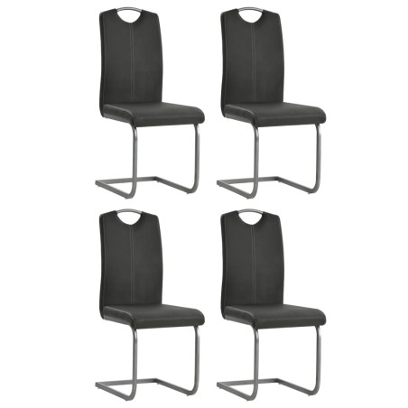 Cadeiras de jantar cantilever 4 pcs couro artificial cinzento