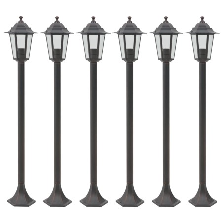 Candeeiros de pé para jardim 6 pcs E27 110 cm alumínio bronze