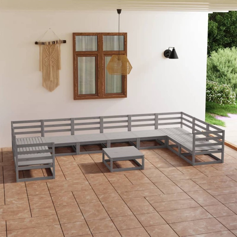 11 pcs conjunto lounge de jardim pinho maciço-Conjuntos de jardim-Home Retail