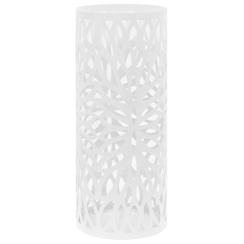 Suporte para guarda-chuvas com folhas em aço branco-Suportes e prateleiras para guarda-chuvas-Home Retail