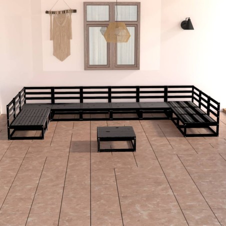 11 pcs conjunto lounge de jardim pinho maciço