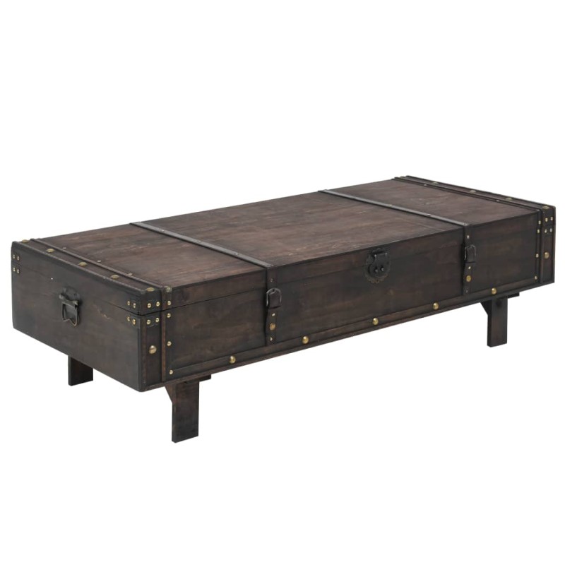 Mesa de centro madeira maciça estilo vintage 120x55x35 cm-Mesas de centro-Home Retail