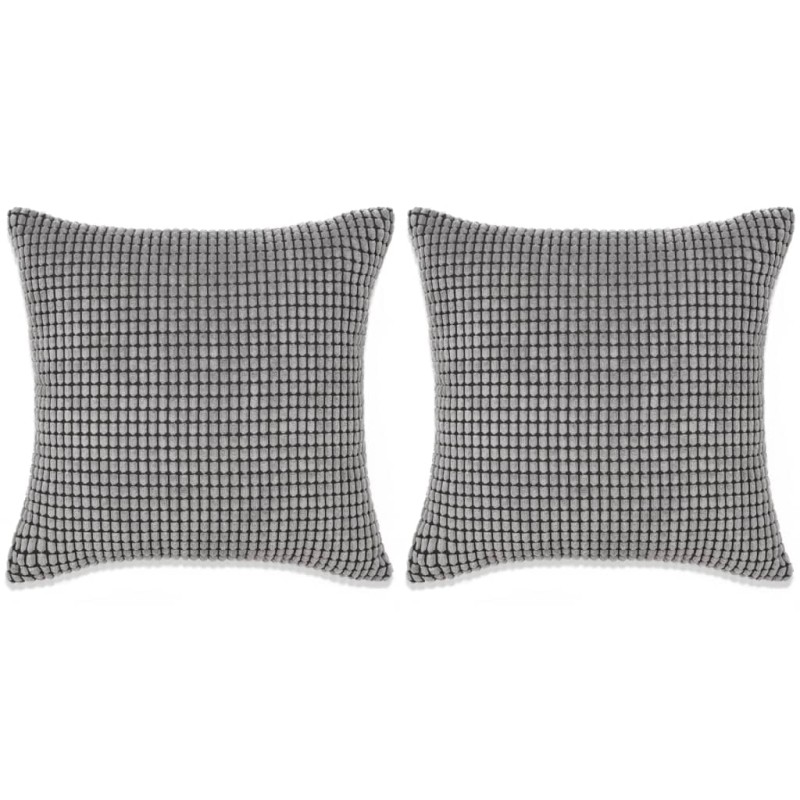 Conjunto de 2 almofadas em veludo 45x45 cm cinzento-Almofadas-Home Retail