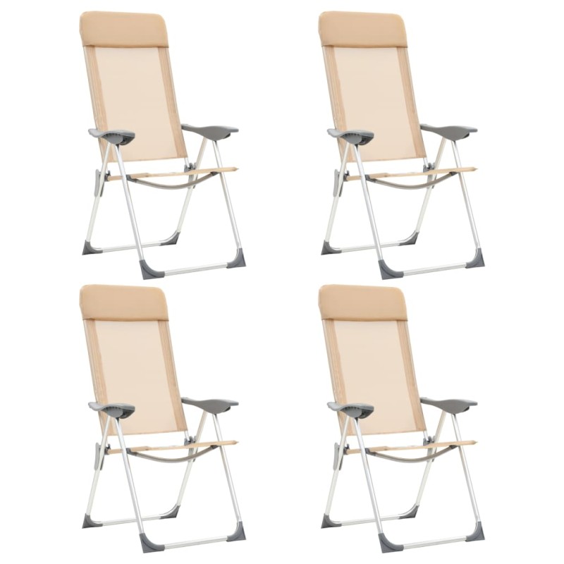 Cadeiras de campismo dobráveis 4 pcs alumínio creme-Mobiliário para campismo-Home Retail