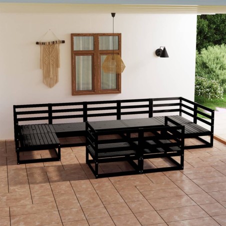 9 pcs conjunto lounge de jardim pinho maciço