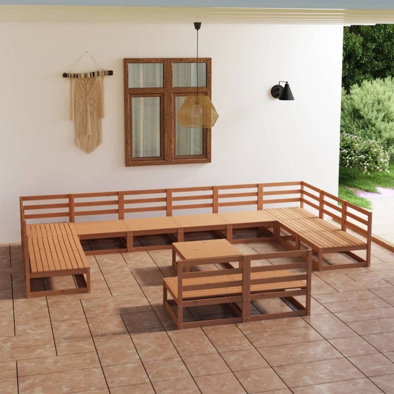 13 pcs conjunto lounge de jardim pinho maciço-Conjuntos de jardim-Home Retail