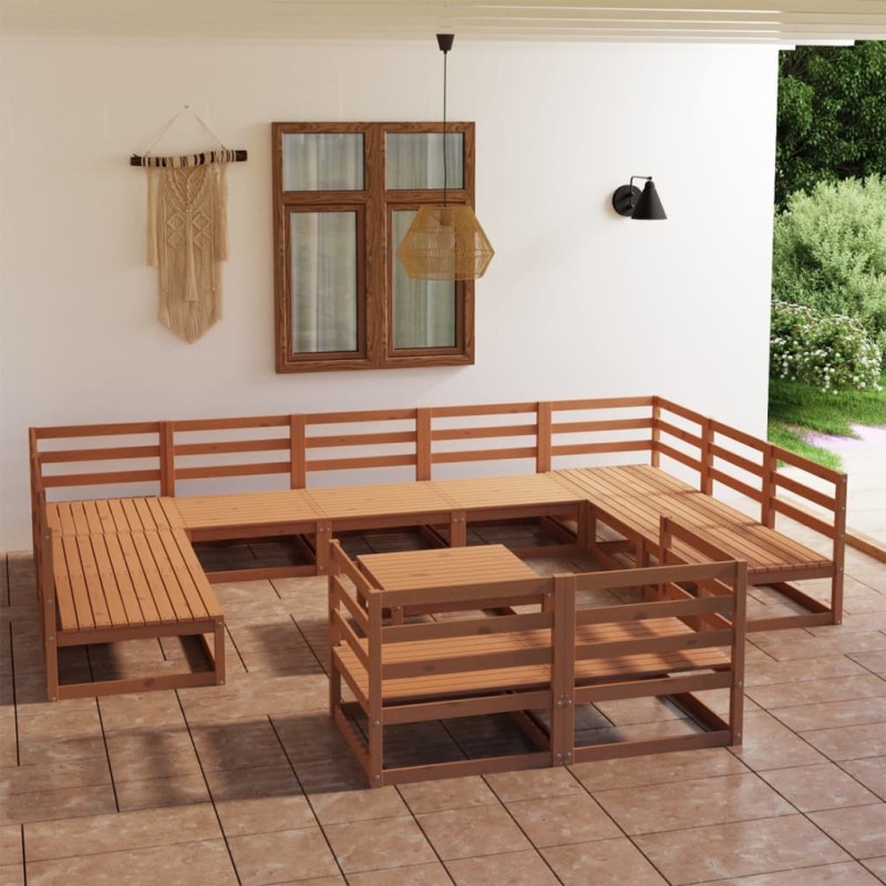 12 pcs conjunto lounge de jardim pinho maciço-Conjuntos de jardim-Home Retail