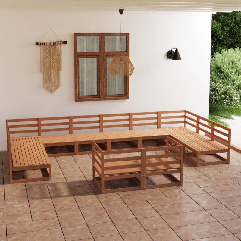 12 pcs conjunto lounge de jardim pinho maciço-Conjuntos de jardim-Home Retail