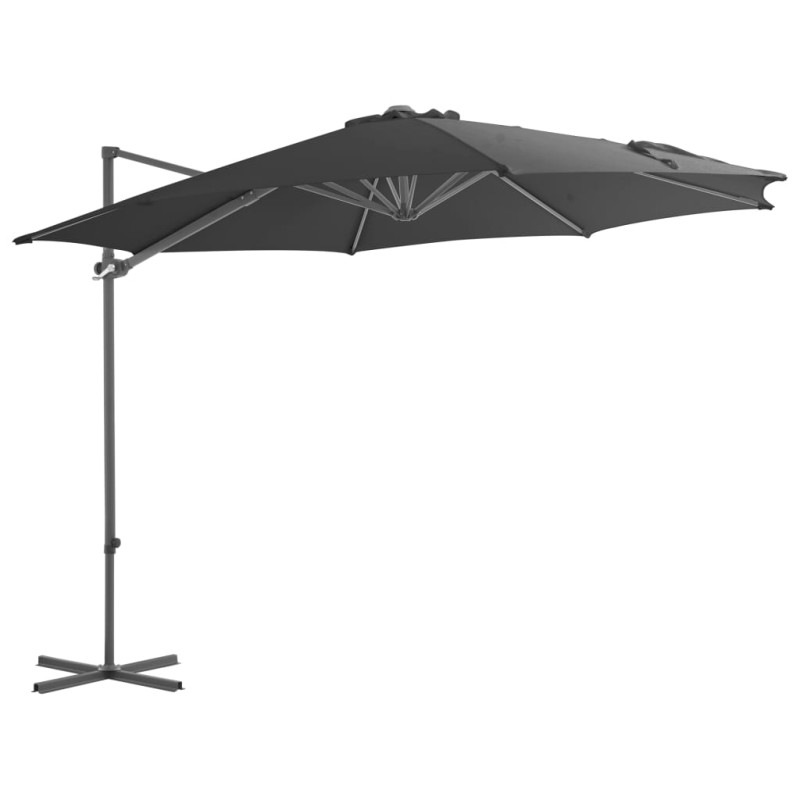 Guarda-sol cantilever com poste de aço 300 cm antracite-Guarda-sóis e telas de varanda-Home Retail