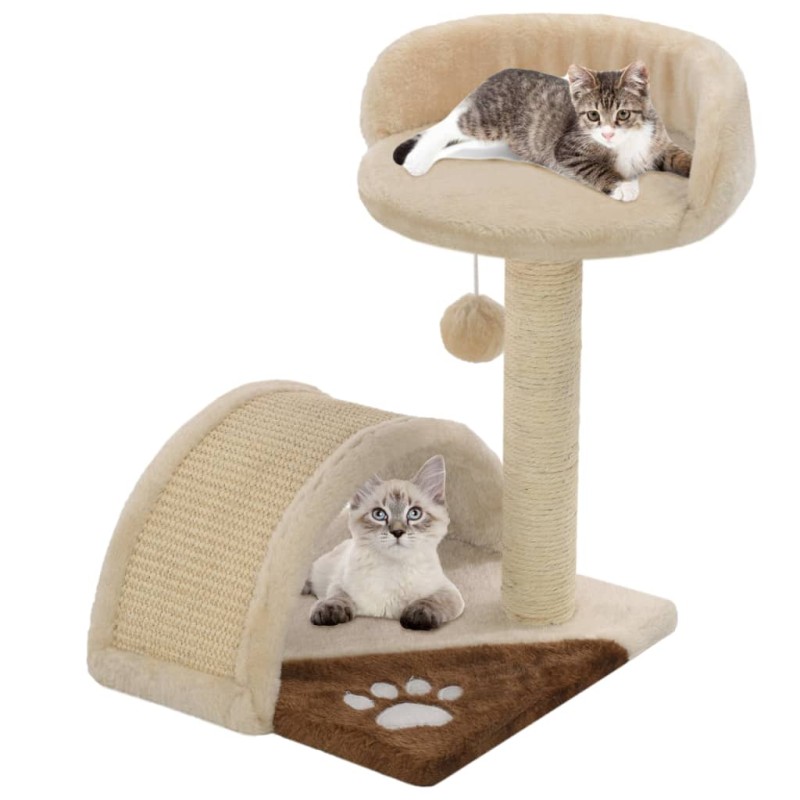 Árvore p/ gatos c/postes arranhadores sisal 40 cm bege/castanho-Móveis para gatos-Home Retail