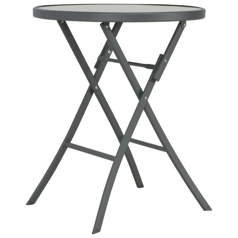 Mesa bistrô dobrável 60x70 cm vidro e aço cinzento-Mesas de jardim-Home Retail