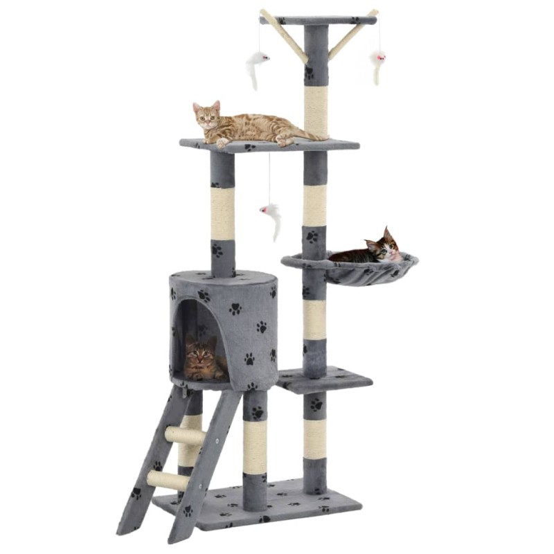 Árvore para gatos c/postes arranhadores sisal 138 cm cinzento-Móveis para gatos-Home Retail