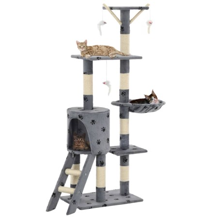 Árvore para gatos c/postes arranhadores sisal 138 cm cinzento