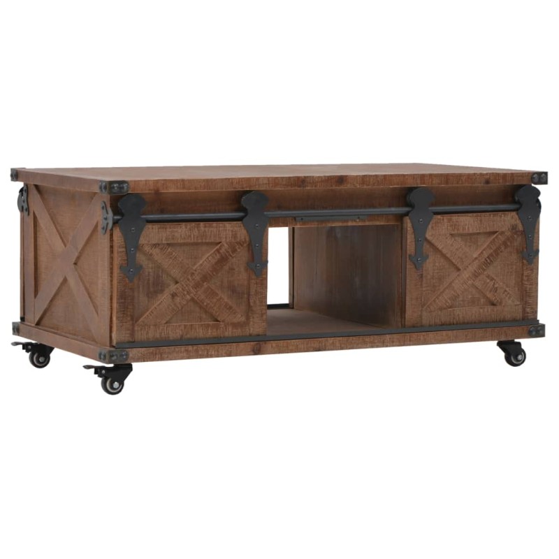 Mesa de centro em madeira de abeto maciça 91x51x38 cm castanho-Mesas de centro-Home Retail