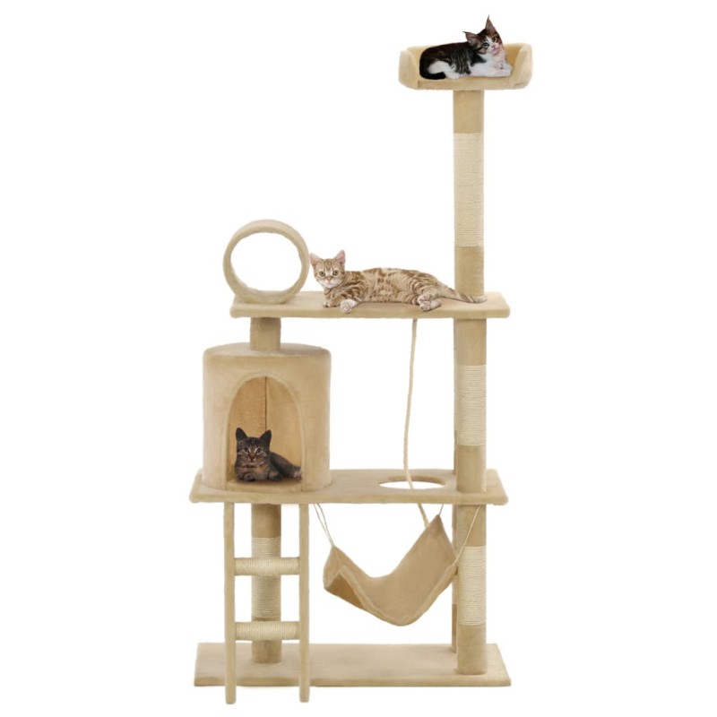 Árvore para gatos c/ postes arranhadores sisal 140 cm bege-Móveis para gatos-Home Retail