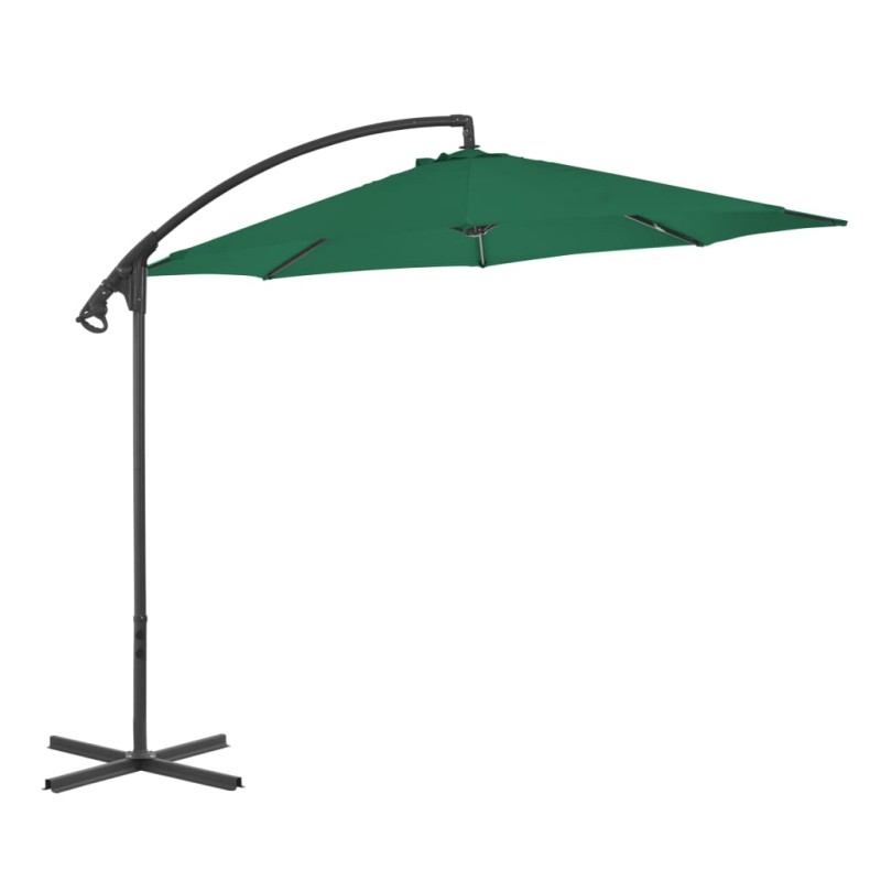 Guarda-sol cantilever com poste de aço 300 cm verde-Guarda-sóis e telas de varanda-Home Retail