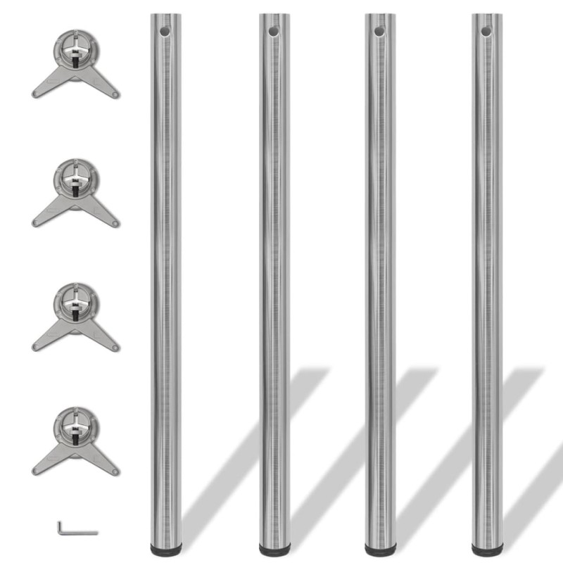 Pernas de mesa ajustáveis em altura, 4 pcs, níquel escovado, 1100 mm-Pernas de mesa-Home Retail