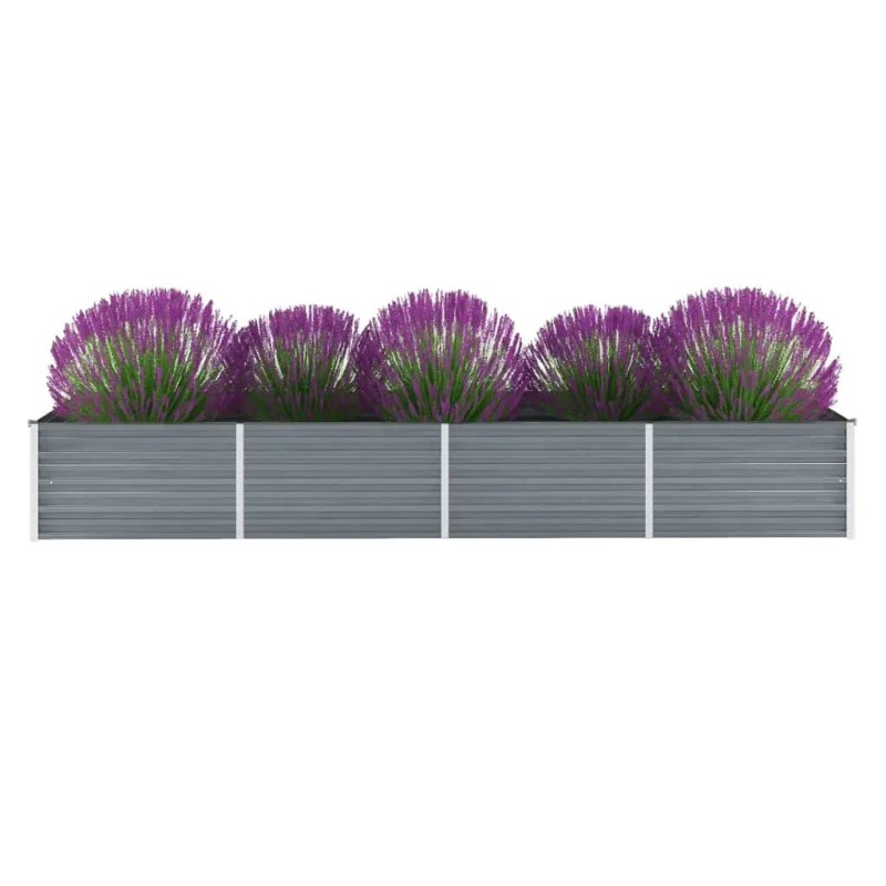 Canteiro elevado de jardim aço galvanizado 320x80x45cm cinzento-Vasos e floreiras-Home Retail