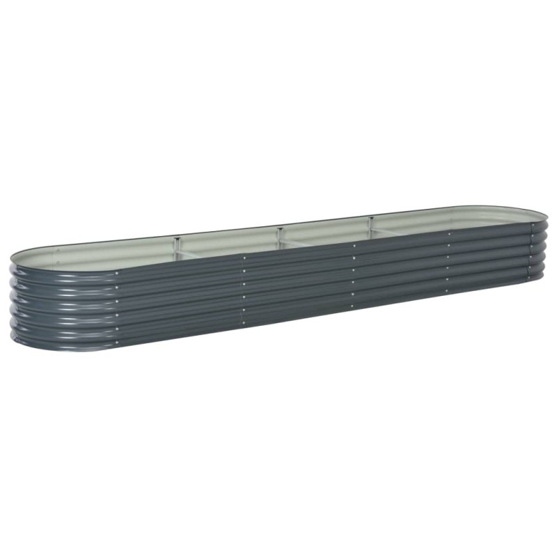 Canteiro elevado de jardim aço galvanizado 400x80x44cm cinzento-Vasos e floreiras-Home Retail