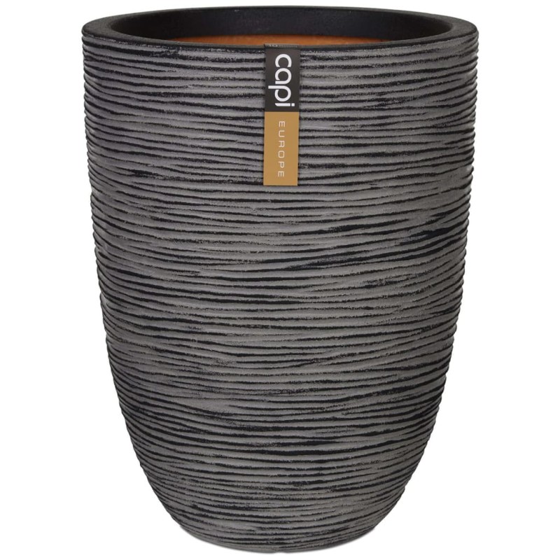 Capi Vaso elegante e baixo Nature Rib 36x47 cm antracite KOFZ782-Vasos e floreiras-Home Retail