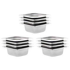 Recipientes gastronorm 12 pcs GN 1/6 65 mm aço inoxidável