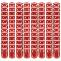 Frascos de vidro com tampas vermelhas 96 pcs 230 ml